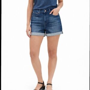NWT Gap Indigo Highrise Med Stretch 4” Cuffed Denim Jean Shorts Size 27